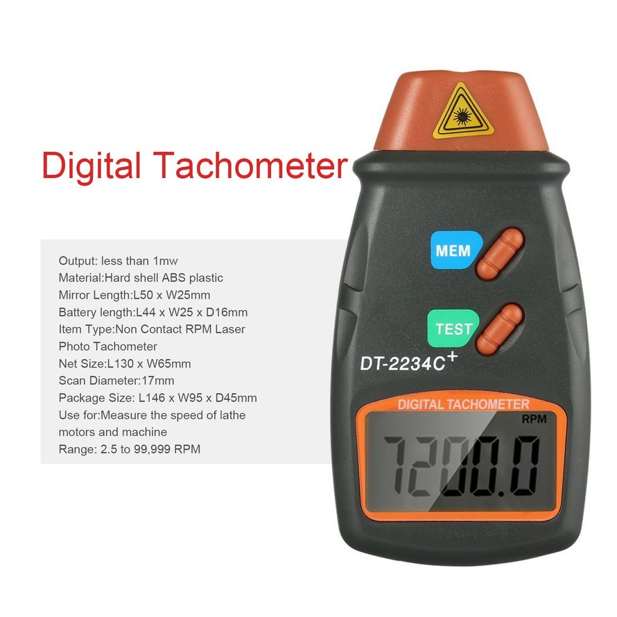 Máy đo tốc độ ảnh laser kỹ thuật số không tiếp xúc Động cơ đo tốc độ RPM Tach