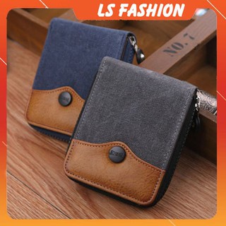 Ví nam cao cấp, Vínam Hàn Quốc phong cách trẻ trung năng động, Vải Bố có khuy đính khóa kéo an toàn