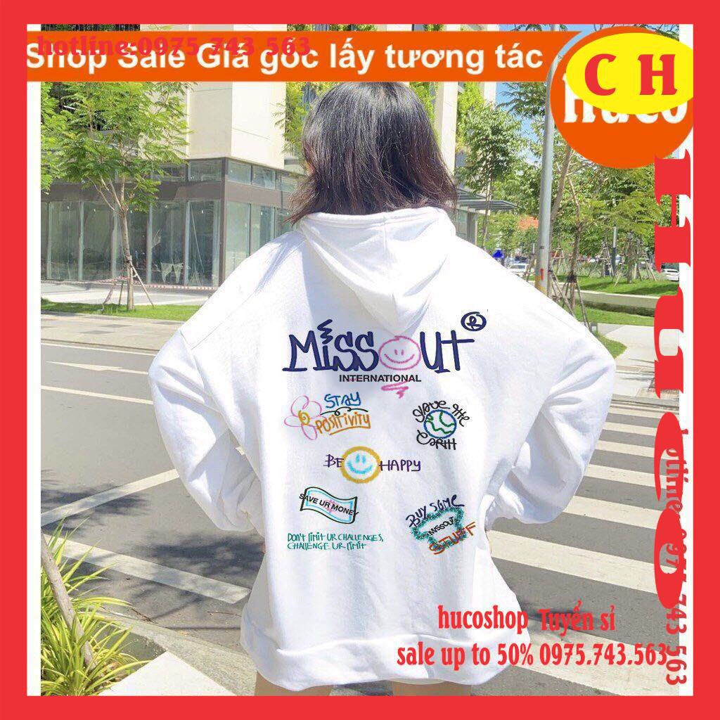 áo khoác hoodie thời trang thu đông nam nữ - nỉ bông Mis Out - form rộng, unisex, freesize giá rẻ dưới 55kg ulzzang | BigBuy360 - bigbuy360.vn