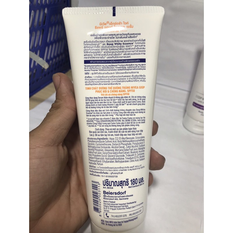Tinh chất dưỡng thể dưỡng trắng NIVEA ngày và đêm giúp phục hồi & chống nắng SPF50