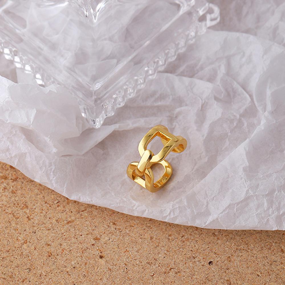 Nhẫn Dạng Mở Phối Dây Xích Và Khóa Hình Học Phong Cách Hàn Quốc Cá Tính Dành Cho Bạn Nữ