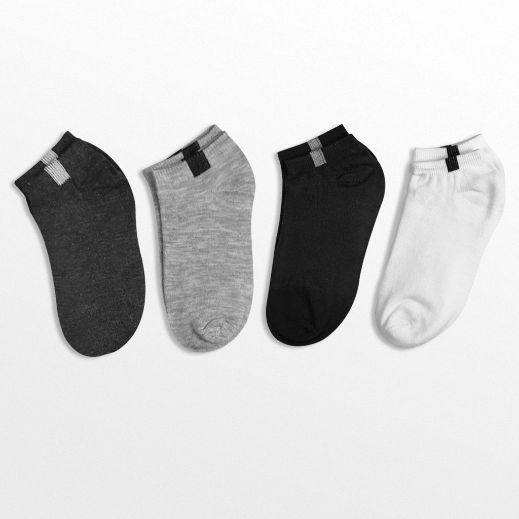 Tất ngắn nam nữ, Vớ thấp cổ 4 màu trơn chống hôi chân