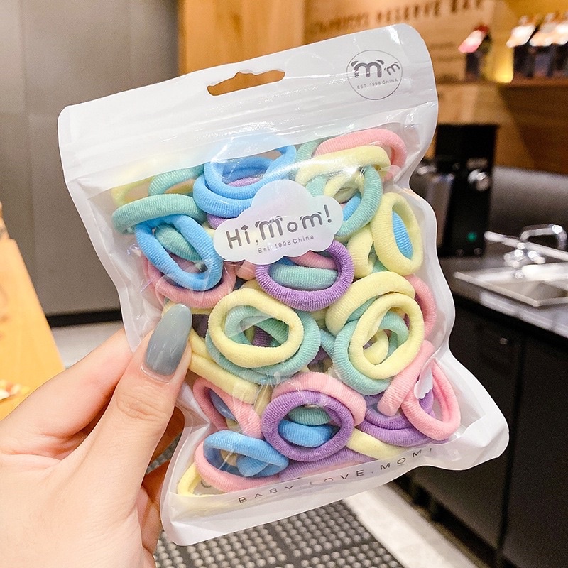 Chun buộc tóc mix màu cho bé tông màu pastel cực xinh xắn đáng yêu (set 100c)