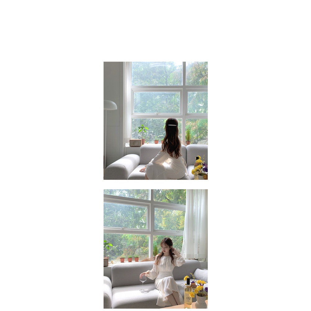 Đầm Midi Đuôi Cá Tay Dài Phối Dây Cột Thời Trang Mùa Thu Cho Nữ