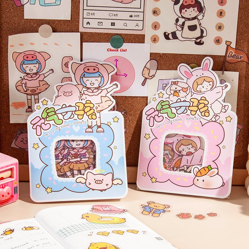 Set 30 Miếng Dán Hình Cô Gái Nhiều Màu Sắc Chống Thấm Nước Siêu Bền