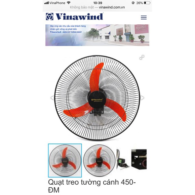 Quạt treo tường Vinawind công nghiệp cánh 450