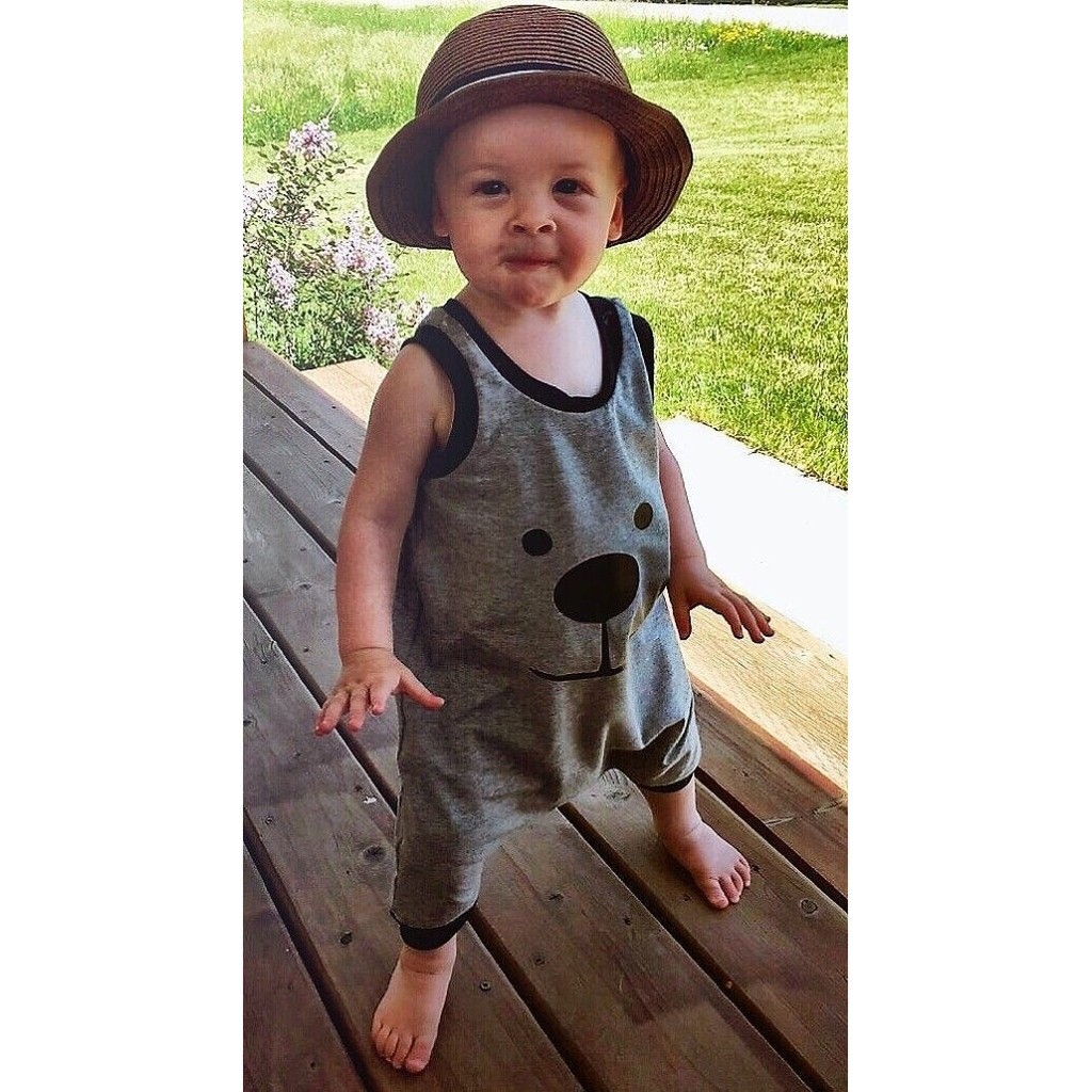 ღ♛ღHot Summer Cute Baby Boys Bear Clothes Sleeveless Bodysuit Jumpsuit Romper Outfits