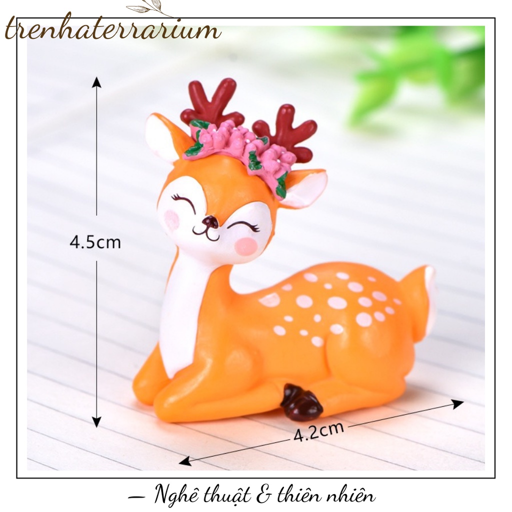 Tiểu cảnh Hươu nhỏ Sika dễ thương trang trí vi cảnh, bonsai, mô hình, terrarium