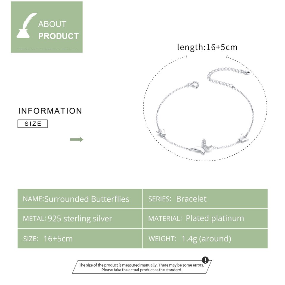 Lắc tay BAMOER SCB197 bạc 925 hình bươm bướm phối khóa gài chất lượng cao