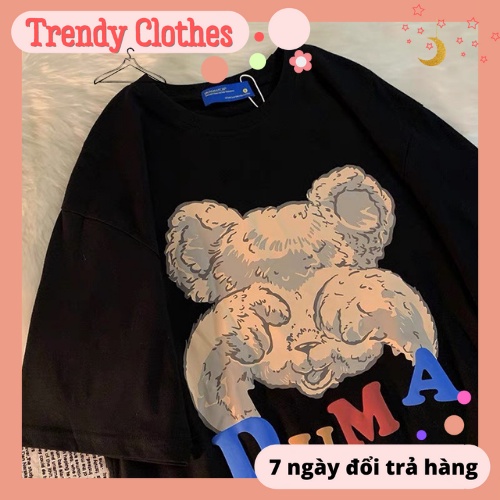 (chỉ bán hàng đẹp) Áo thun tay lỡ in hình gấu siêu xinh áo From rộng chất cotton cực thoáng mát free ship 50k