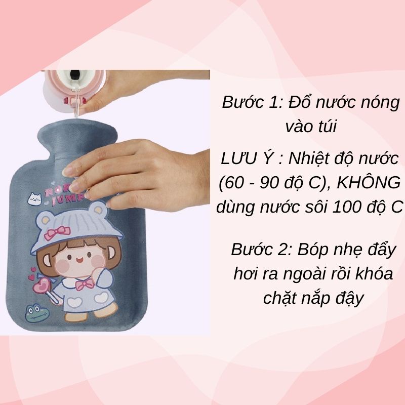 Túi chườm nóng lạnh nhung mềm giảm đau bụng kinh, giữ ấm hạ sốt 350ml -𝓢𝓱𝓸𝓹 𝓣𝓲𝓮̣̂𝓷 𝓘́𝓬𝓱