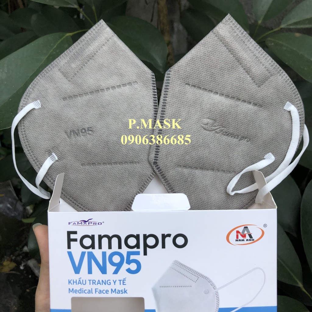 Khẩu trang Nam Anh VN95 FAMAPRO kháng khuẩn 10 cái/ hộp màu Trắng / Xanh / Xám / Rêu / Đen / Vàng Nhạt / Hồng