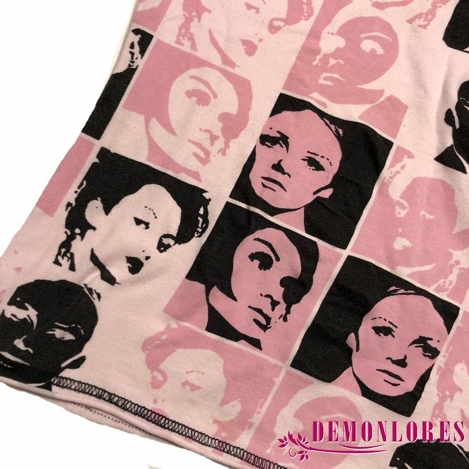 Áo thun thân ngắn yk2 in hình chân dung phong cách harajuku cổ điển thời trang mùa hè cho nữ