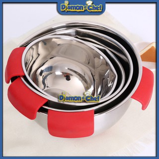 [HOT] Bát / Âu / Tô trộn bột, đánh trứng Inox đế silicon có quai