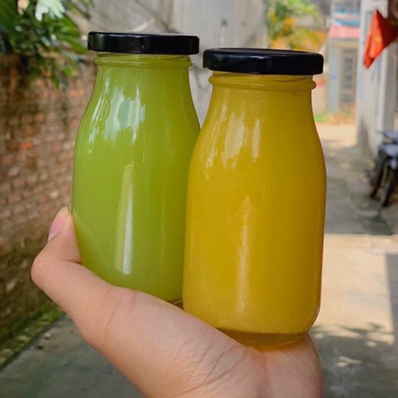 Chai thuỷ tinh nắp thiếc 200ml  - Đựng sữa hạt, nước ép, yến chưng, trà sữa an toàn