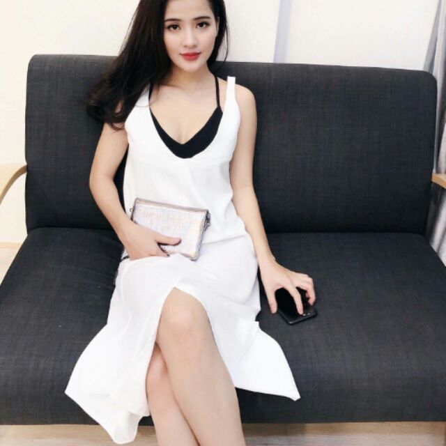 Đầm suông hở kèm bra
