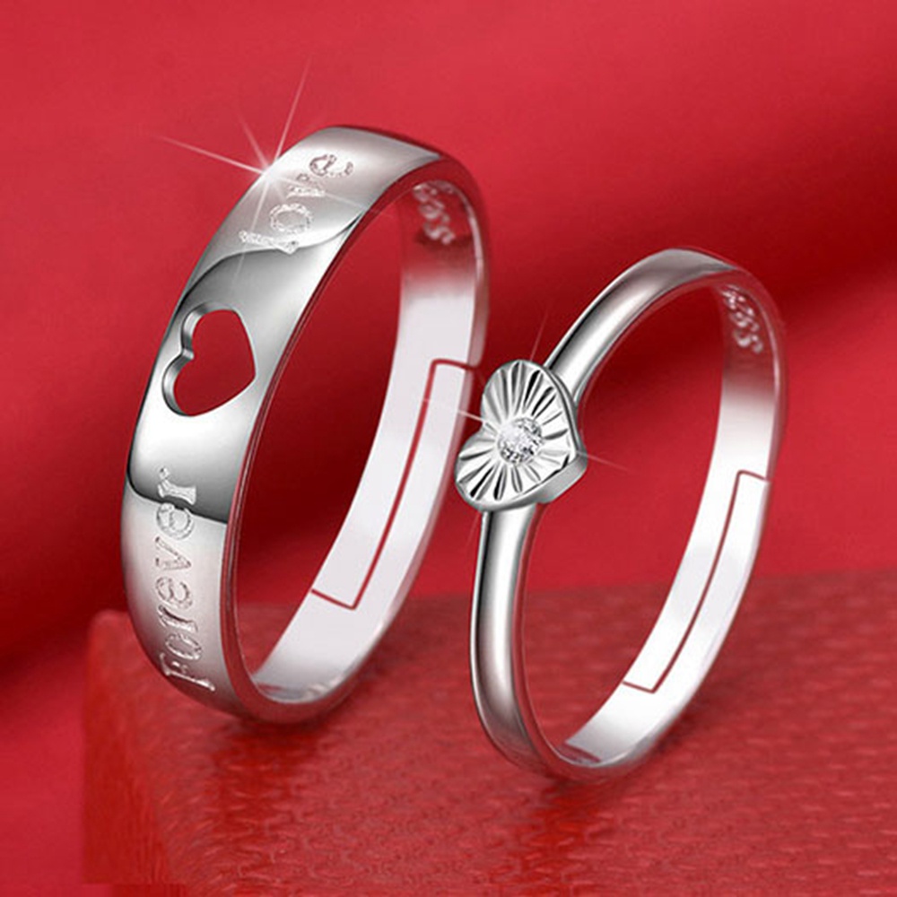 Set nhẫn cưới hình trái tim thời trang cho cặp đôi