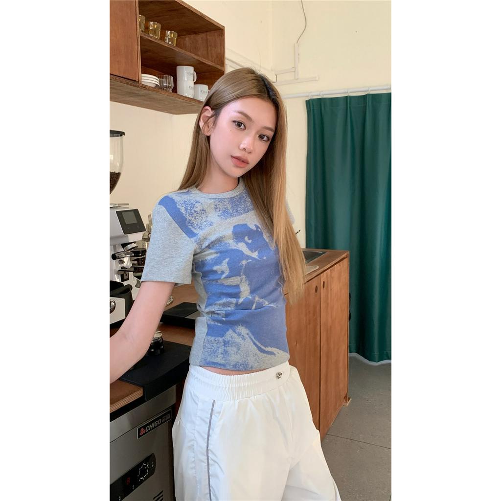 Áo Thun Cổ Tròn Dáng Ôm In Hình Cô Gái Múa Ba Lê Thời Trang Xuân Hè Dễ Phối Đồ