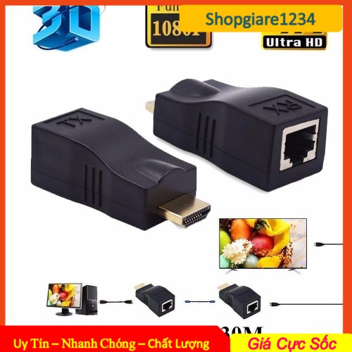 Bộ nối dài HDMI Extender 30m bằng dây lan RJ45, chuẩn 4K