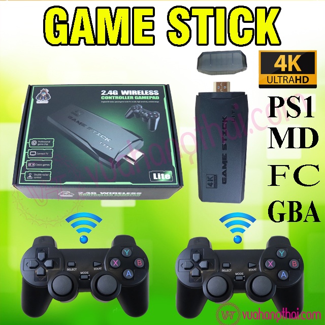 Máy Chơi Game Stick 4K V2 - 4 Nút 6 Nút HDMI Không Dây, Tải thêm đấu trường thú, đua xe gà, Bóng đá nhật