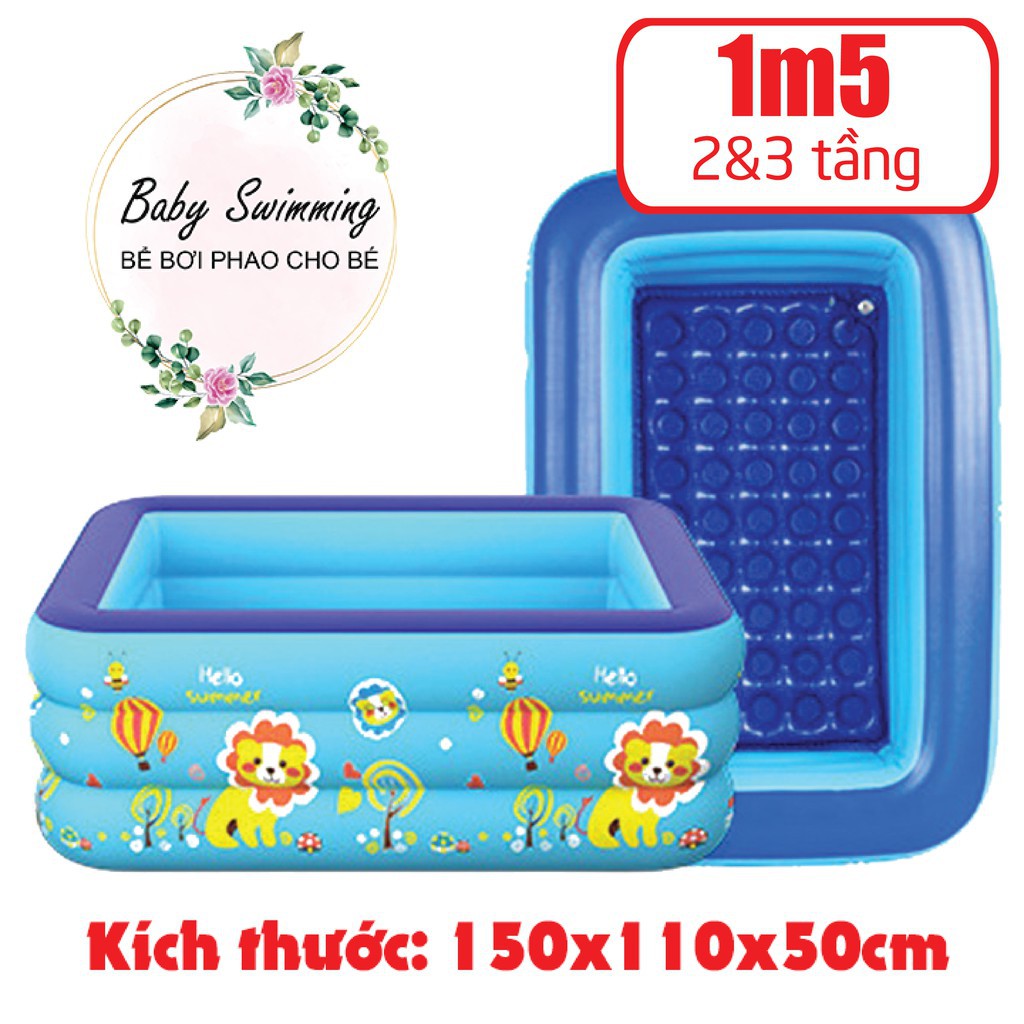 Bể Bơi Phao Cho Bé - 2+3 Tầng – 1m5 – Có Đáy Chống Trượt