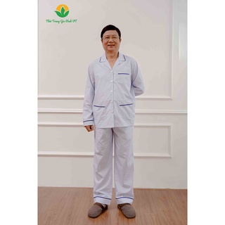 Bộ pijama nam cotton quần dài áo dài tay bộ trung niên dành cho cha