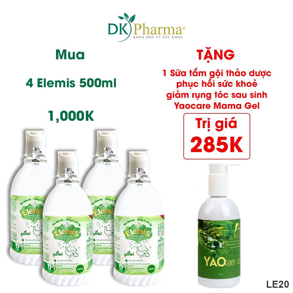 (Chai 500ml) Nước thảo dược tắm gội cho trẻ sơ sinh DK Pharma Elemis