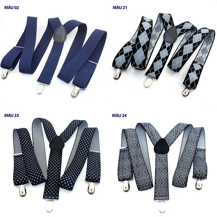 Đai quần chữ Y nam, dây yếm, suspender bản 3,5cm dài 120cm OPP03