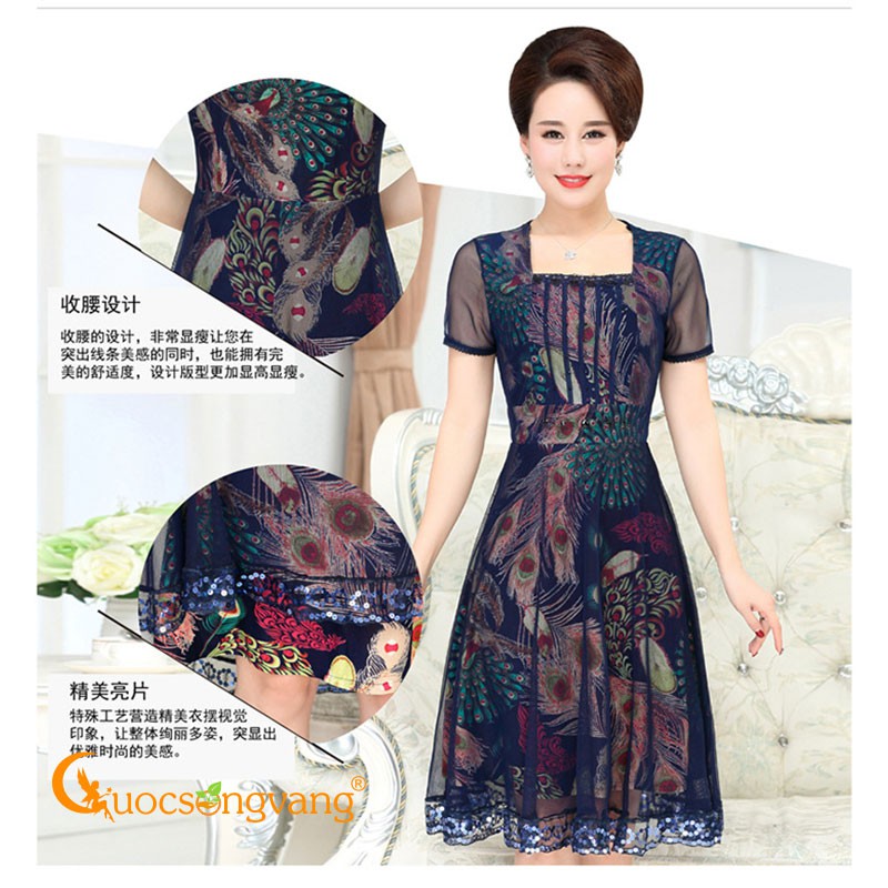 Váy đầm suông in đuôi công váy đầm big size GLV141 Cuocsongvang