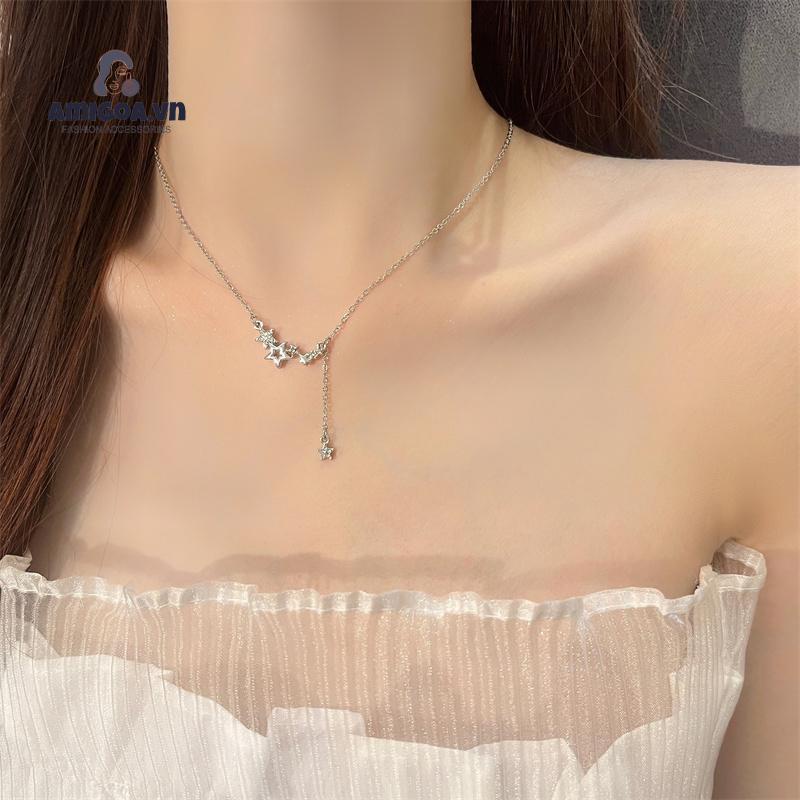✨✨Vòng cổ Mạ Bạc 925 Mặt Ngôi Sao Tua Rua Thời Trang Cho Nữ