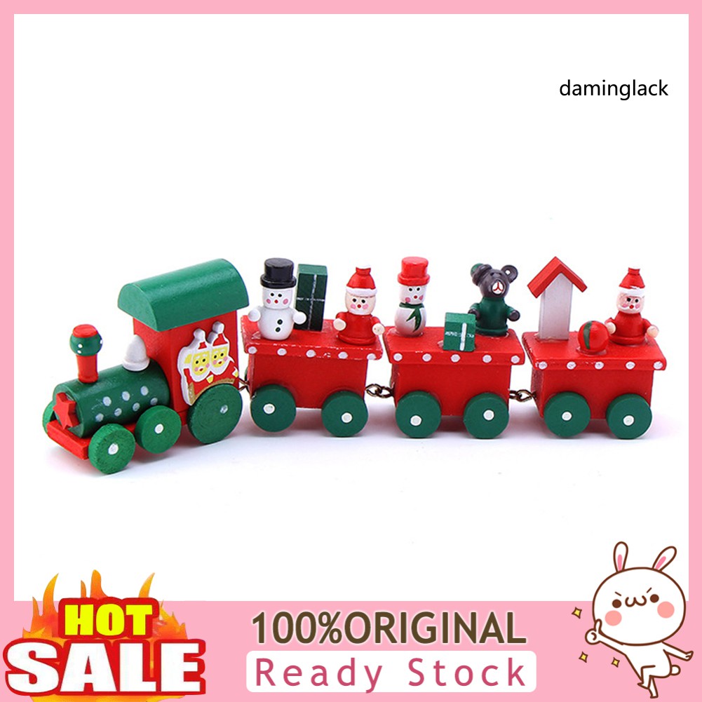 (daminglack) Xe Lửa Mini Bằng Gỗ Đáng Yêu Trang Trí Giáng Sinh