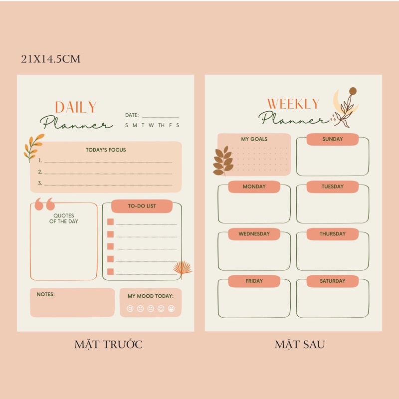 Daily planner sổ lò xo, sổ kế hoạch hằng ngày 14,5x21cm