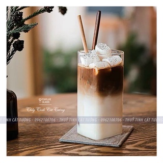 Ly thủy tinh trong suốt chịu nhiệt hình vuông 380ml/ 470ml