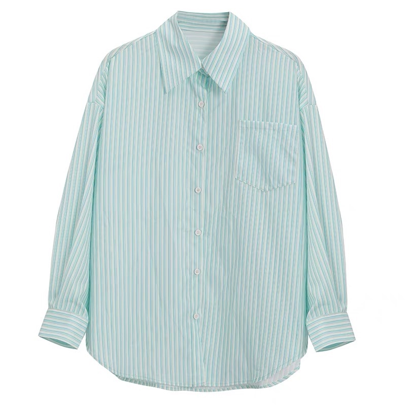 QKOOLE Áo Sơ Mi Nữ Dài Tay Dáng Rộng Phong Cách Hàn Quốc