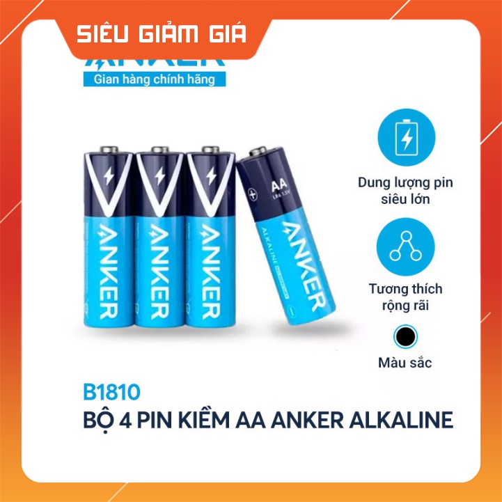 Pin Kiềm AA ANKER Alkaline (Bộ 2 Pin/4 Pin) - B1810