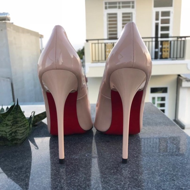 Giày cao gót đế đỏ loubouti nude 9-11p