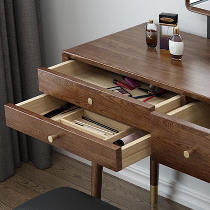 🌟LUXURY🌟 Bàn trang điểm gỗ cao cấp, Bàn trang điểm gỗ óc chó kèm gương LUX-BAP12 9386 STORE