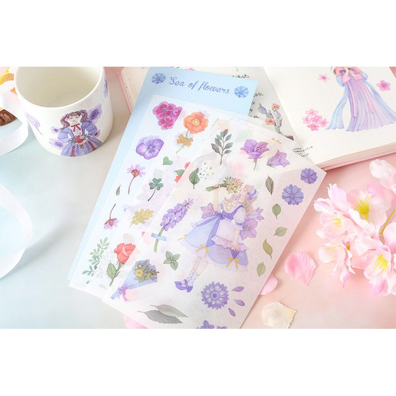 Set 4 Tấm Washi Sticker Lớn Nhiều Chủ Đề Cực Xinh DIY Trang Trí Sổ Lưu Niệm Planner scrapbook, bullet journal Nhãn Dán