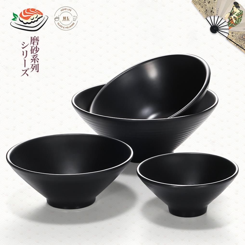 Tô loe đen | Bát Melamine đen nhám hàng nhập khẩu | Tô loe chuyên dụng cho nhà hàng cao cấp Melamine A5