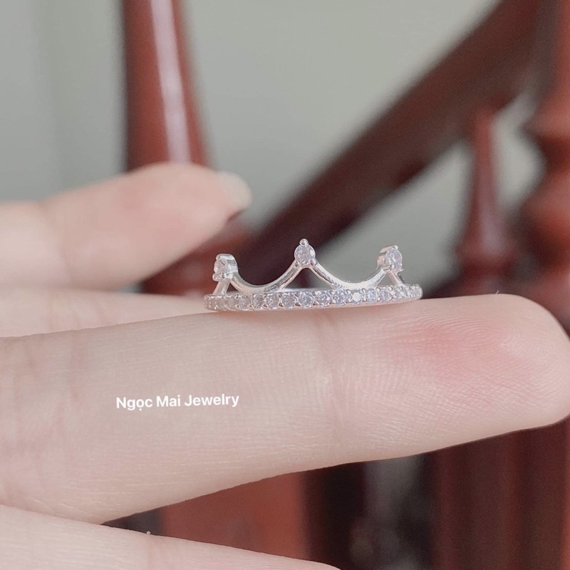 Nhẫn nữ Vương miện bạc nhỏ xinh, Ngọc Mai Jewelry đính đá tinh tế lấp lánh cuốn hút