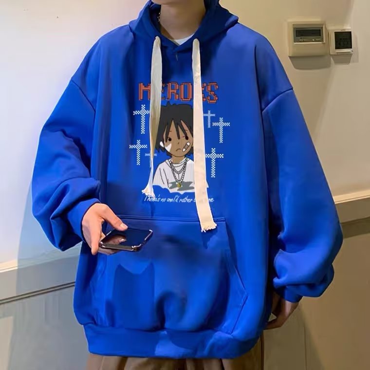 Áo hoodie Form Rộng In Họa Tiết Hoạt Hình Phong Cách Hip Hop Hàn Quốc