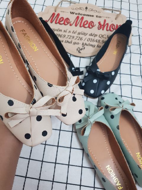 Giày búp bê chấm bi da nguyên miếng siêu mềm | BigBuy360 - bigbuy360.vn