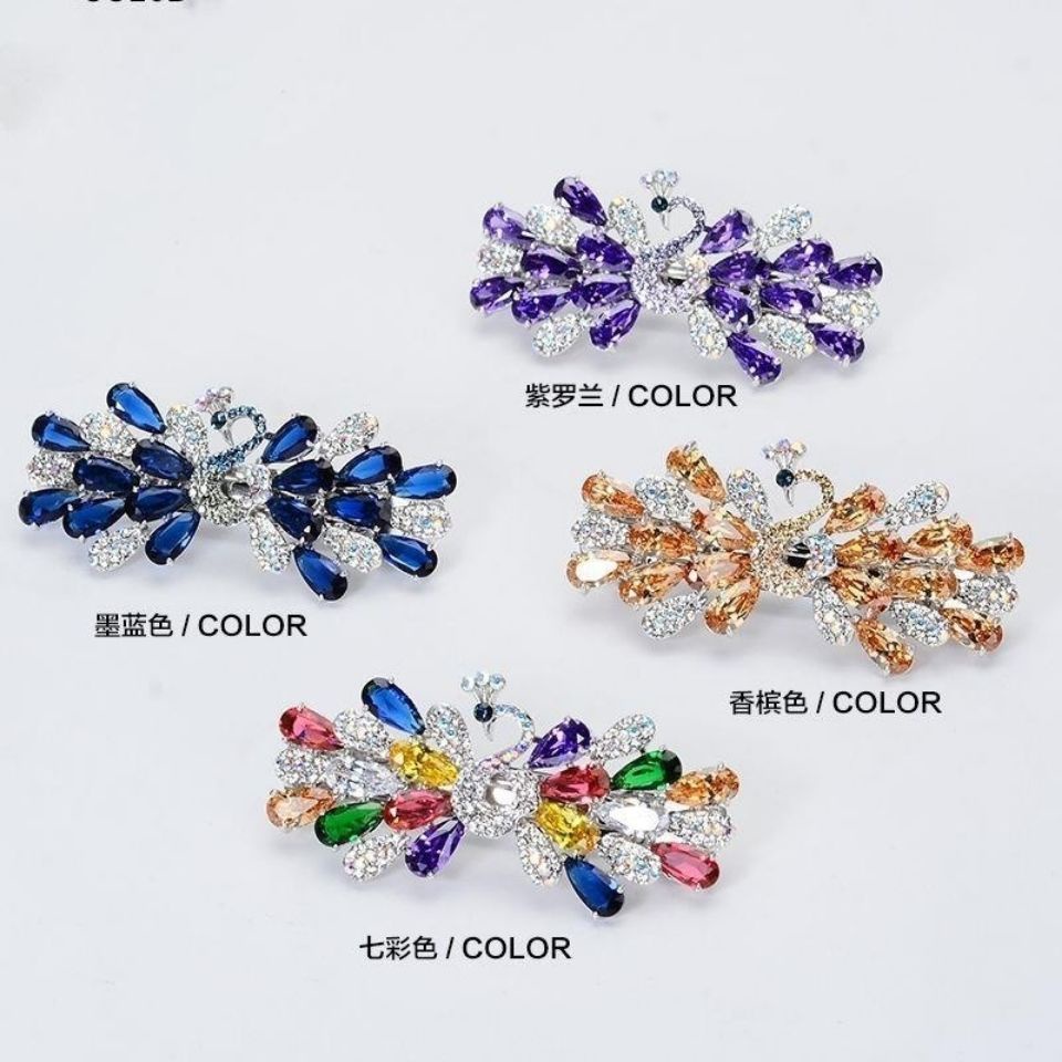 Kẹp Tóc Hình Con Công Đính Đá Phong Cách Hàn Quốc Cho Nữ