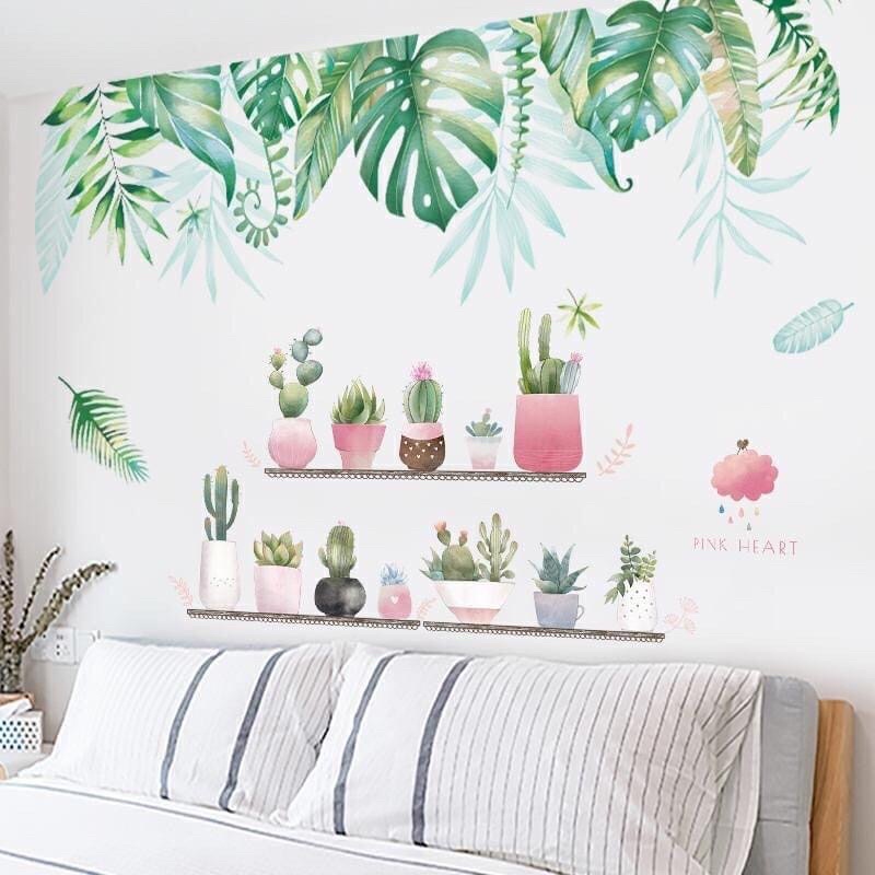 Decal dán tường hình cây, hoa, lá⚡️𝐅𝐑𝐄𝐄 𝐒𝐇𝐈𝐏⚡️ Giấy dán tường, Decal trang trí - PVC chống thấm nước, keo siêu dính
