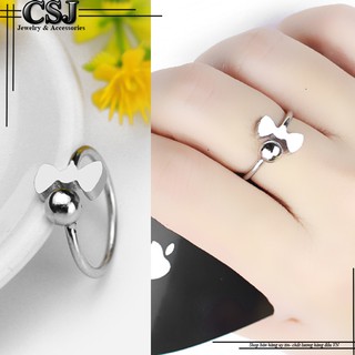 Nhẫn nữ inox thời trang kiểu nơ cách điệu bi phong cách Hàn Quốc