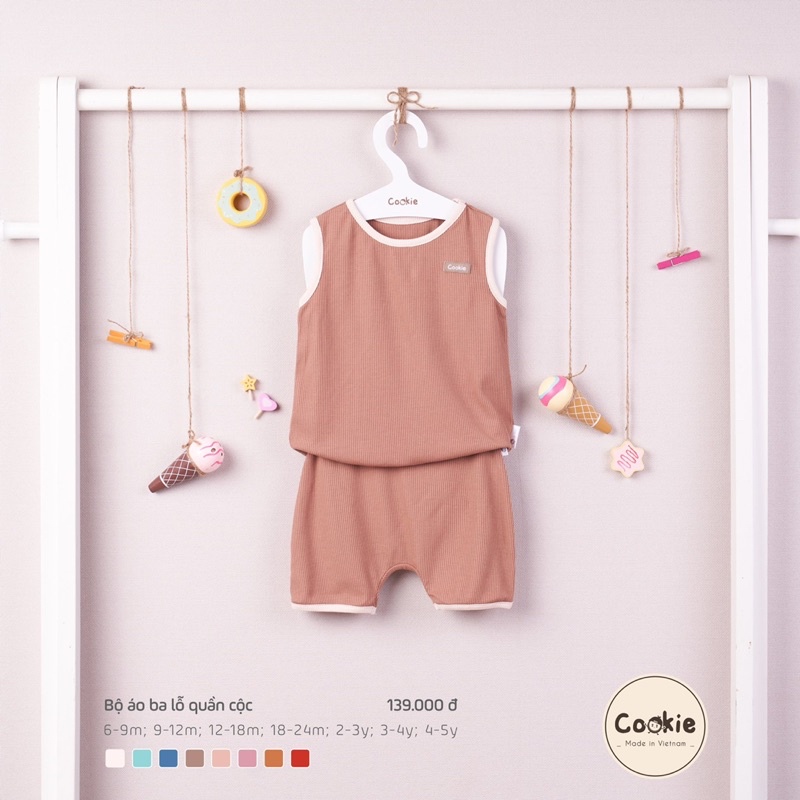 COOKIE Bộ Ba Lỗ Chất Tăm Thoáng Mát Cho Bé Trai Và Gái