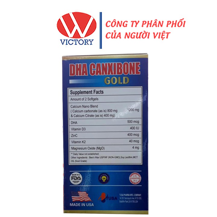 DHA CANXIBONE GOLD - Bổ sung canxi giúp ngừa loãng xương hiệu quả - Hộp 60 viên – VictoryPharmacy