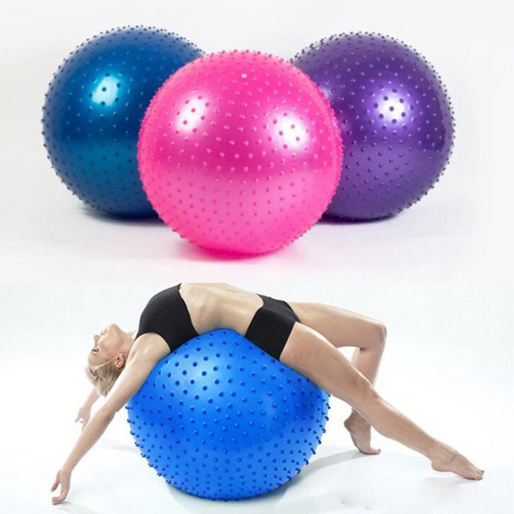 Bóng tập Yoga, Gym 45cm, 55cm, 65cm, 75cm Trơn, Gai Cao Cấp dày 2mm thăng bằng chống nổ (tặng kèm bơm) YO32