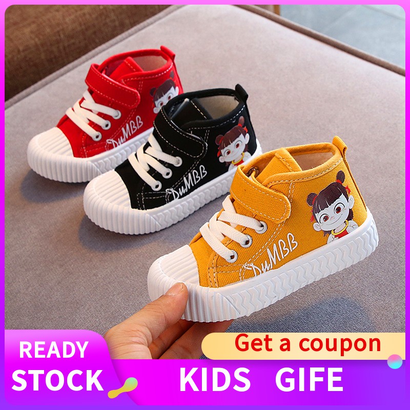 Giày sneakers vải canvas họa tiết hoạt hình xinh xắn dành cho bé trai và bé gái