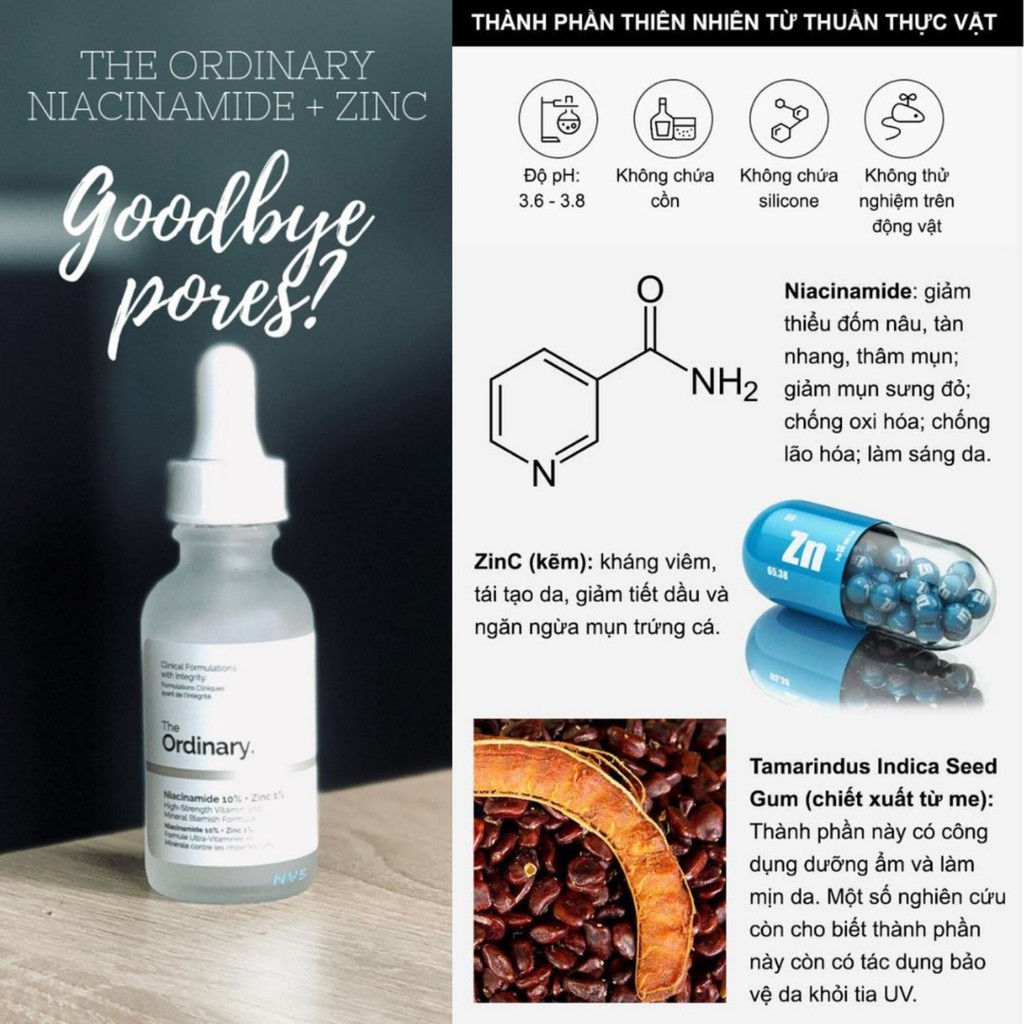 The Ordinary Niacinamide - Tinh Chất Niacinamide 10% + Zinc 1% - The Ordinary - Serum The Ordinary Niacinamide Giảm Mụn